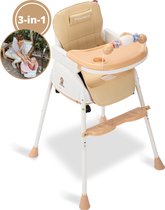 Twinky® Kinderstoel – 2-in-1 Kinderwagen Set – Bruin – Inklapbare Eetstoel & Baby Wagentje en Babystoel Voor Aan Tafel  –  Kinderzetel, Peuterstoeltje en Meegroeistoel  in 1