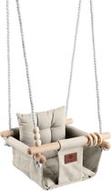 Baby / Kinder Schommel voor binnen of buiten! - Luxe Baby Swing - Zandkleur - Schommelstoel inclusief Kussens, Bevestigingsmaterialen en Veiligheidsriem