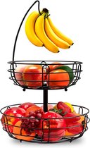 Fruitmand met Bananenhanger - Fruitschaal - Fruitmand Hangend - Opbergmand - Fruitmand met Banaanhouder - Fruitschalen - Fruitmanden - 2 Lagen