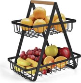 Sens Design Fruitschaal Etagere 2 Lagen - Fruitmand Zwart Metaal - Keuken Organizer - Zwart
