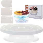 Taartplateau - Draai Plateau - Taart en Cake Decoratie Set - Roterend - 28 CM + 3-delig Taartschraper - Taart Spatel - Rheme