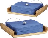 Relaxdays 2x servettenhouder van bamboehout - voor 33 x 33 cm servetten – hout