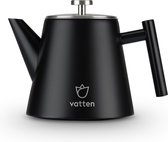 Vatten® - Premium RVS Theepot - Incl. RVS Theefilter - 1.2L - Zwart - Dubbelwandig