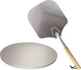 Pizzasteen Large 21" Kamado (38cm) met Pizzaschep – Pizzabundel - Barbecue accessoires