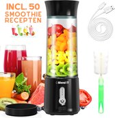 Blend !T Draagbare Mini Blender To Go - Portable Smoothie Maker - Draadloos - USB-oplaadbaar - 500 ML - Zwart