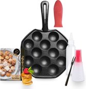 La Cuisina Poffertjespan - All inclusive poffertjesmaker set - Handgrip, doseerfles, insmeerfles, poffertjesvork & La Cuisina E-boek