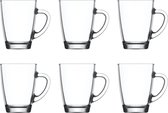 Theeglazen Set – 6 Stuks – Theeglas – Theekopjes – Set van 6 – Theeglas 250ml – Glas – Theeglazen met Oor/Handvat