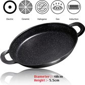 Paella pan  40 cm - | Professional antiaanbaklaag Met afneembare siliconen handvatten.