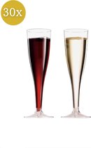 Champagneglazen - 30 stuk(s) - 135ml - Chique - Plastic - Glazen - Transparant - Kunststof