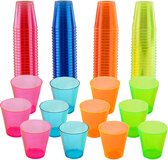 Plastic Gekleurde Shotglazen 20 Stuks - Shotglaasjes - Glow In The Dark - Borrelglaasjes