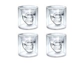 Aretica Shotglaasjes Skull gift set van 4 - Borrelglaasjes - Shot glaasjes - Vaatwasserbestendige Shotglazen - Shotglas - Drankspel - Glazen Borrelglas - Inhoud 25 ml - Ø 4.7cm - Transparant