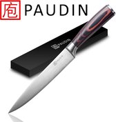 PAUDIN N9 Professioneel RVS Japans Vleesmes 20 cm - Vlijmscherp Vlees Mes Gemaakt van Hoogwaardig Roestvast Duits Carbonstaal - Damascus patroon - Ideaal als Sushi en BBQ Mes