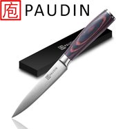 PAUDIN N7 Professioneel RVS Japans Officemes 12,5 cm - Vlijmscherp Universeel Groentemes Gemaakt van Hoogwaardig Roestvast Duits Carbonstaal - Damascus Patroon