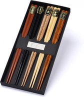 Chopsticks - 5 paar - Beukenhout - Sushi Giftset