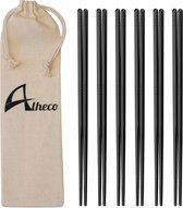Set van 6 paar Koreaanse chopsticks - Eetstokjes metaal voor sushi - RVS - Vaatwasserbestendig - Zwart