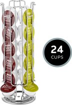 Capsulehouder voor Dolce Gusto - 24 koffie cups – Draaibaar – Cuphouder voor Dolce Gusto – Cup Dispenser – Koffiecups houder - RVS – Zilver kleurig