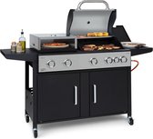 Klarstein Kingsville XL Combi gas barbecue 20,5kW - 5+1 brander - geïntegreerde roestvrijstalen pizzaoven met Ø 30 cm pizzasteen