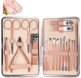 18-delige Professionele Manicure Set & Pedicureset met Nagelvijl & Nageltang – Nagelset met Nagelschaartje & Huidverzorging – Manicure Etui - Nagelknipper - behandeling nagels en huid