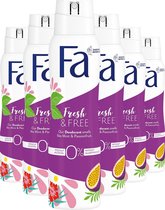 Fa Fresh & Free Mint & Passionfruit Deo spray 6x 150 ml - Voordeelverpakking