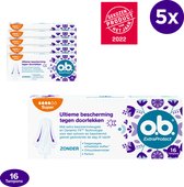 o.b. ExtraProtect Super, tampons voor zwaardere menstruatiedagen met Dynamic Fit-technologie en extra beschermende vleugels, voor de ultieme bescherming tegen lekken, 5 x 16 stuks