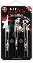 PaintGlow - Halloween UV Face & Body Paint Sticks set - Blacklight verf - Festival make up - 3,5 gram - zwart - wit - rood
