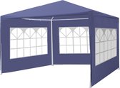 Partytent 3x3m budget blauw met drie zijwanden