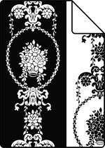 Proefstaal ESTAhome behang barokprint zwart en wit - 136847 - 26,5 x 21 cm