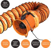 MAXBLAST 550 W 110V Professionele Ventilator + 6 meter opvouwbare slang - Ø 300 mm - 550 W - afzuiger stofafzuiging