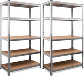 2 Stuks Stellingkast / Opbergrek met 5 planken - 175x75x30cm - 350kg