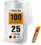 ByLife® Noppenfolie - Ideaal om breekbare spullen te verpakken - Luchtkussenfolie - Effectief voor verpakkingsmaterialen - Verpakkingsfolie - 100 cm x 25 m x 80 MY