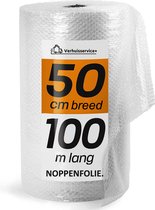 Noppenfolie XL - 50cm x 100m - Bubble Wrap Rol - Bubbeltjes plastic - Extra sterk - Bescherm uw spullen - Voor inpakken en verhuizen - Bubbeltjesplastic