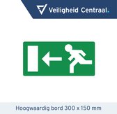 Nooduitgang / vluchtweg bord-pictogram links 300x150mm - hoogwaardige kwaliteit