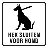 Bordje hek sluiten voor de hond - kunststof 100 x 100 mm