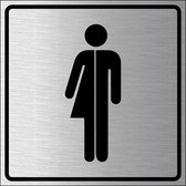 Genderneutraal toilet bordje, geborsteld aluminium 150 x 150 mm