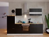 Goedkope keuken 270  cm - complete keuken met apparatuur Malia  - Wit/Zwart - soft close - keramische kookplaat    - afzuigkap - oven    - spoelbak