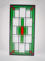 Glas in lood - voorzet raam - 30x60 - groen - rood