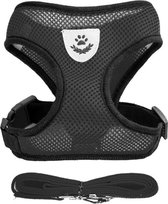 Luxyana Pets Hondentuig - M - 35-55cm - Harnas voor Hond of Grote Kat - Easy Step-in Hondenharnas - Inclusief Bijpassend Riempje - Zwart