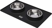 Loving Owner - Voerbak met anti-slip mat - Klein huisdier - Voerbak hond en kat - RVS - Zwart