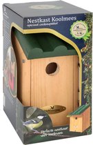 Vogelbescherming Cadeaupakket Koolmees Vogelhuisje - Bruin/Groen - 14 x 12 x 27 cm - Ø32 mm