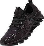 Geweo Sportschoenen Heren - Fitnessschoenen - Atletiek Gym Joggingsneakers - Halloween - Halloween Cadeau  - Helemaal Zwart - Maat 44