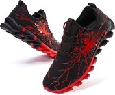 Geweo Sportschoenen Heren - Fitnessschoenen - Atletiek Gym Joggingsneakers - Halloween - Halloween Cadeau  - Zwart Rood - Maat 45