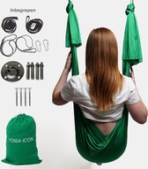 Therapeutische Hangmat YOGA ICON | Aerial Yoga | 280*150cm | Donkergroen | Inclusief handige Draagtas en 1 Plafondhaak | Workout | Training en Ontspanning |