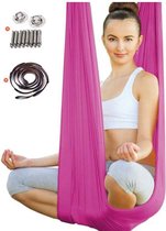 Yoga Aerial swing hangmat met 3 sets handgrepen HEAVY DUTY BETON BEVESTIGING INCLUSIEF gewicht tot 300kg roze