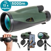 HYL Monoculair Verrekijker - 12x60 – Monokijker met Handstrap, Telefoonhouder & Statief – Spotting Scope – Monokijker – Verrekijker Compact - Donkergroen