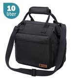 ForDig Lunchtas Zwart - Koeltas Gemaakt van 600D Polyester met PEVA-Voering - Ruimte voor Lunchtrommel / Snacks / Blikjes - Koel Tas met Mesh Opbergruimtes en Ruimte voor Bestek - Lunch Tas Cool Bag - Coolerbag - Kleine Cooler