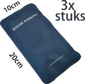 Platte Koelelementen - 3 stuks - Hot / Cold Pack - 10 x 20 cm - coolpack / Icepack - voor bij blessures / koeltas