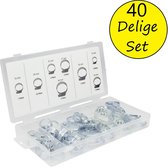 Benson Slangenklemmen Set 40 Delig – 8 Verschillende Formaten – Zilverkleurig