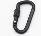 Karabiner 7 cm - 7 mm - Screw lock - Zwart - Carabiner - Karabijnhaak - Musketonhaak