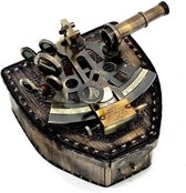 Sextant Messing in lederen doos | Antiek | vintage | maritiem | zeevaart | nautisch | schip| navigatie | boot | scheepvaart| geschenk | leder |  Doos  | Navigeren | Kado