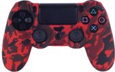 Controller Silicone Hoes - Geschikt voor Playstation 4 - Camouflage rood + 1x LED sticker